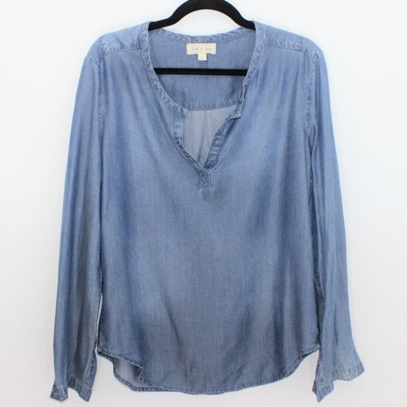 CLOTH & STONE Chambray Lyocell Pullover To… - Picture 1 of 5